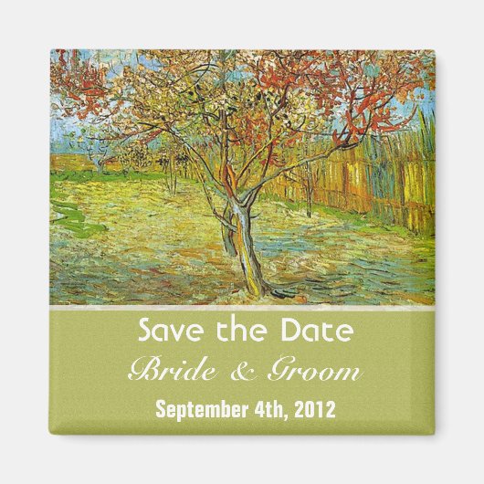  floral redt de date bruiloft. magneet (Voorkant)