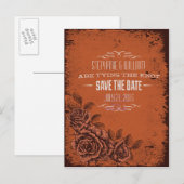 Floral redt de datum in Rust Aankondigingskaart (Voorkant / Achterkant)