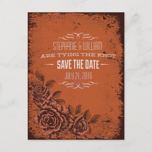 Floral redt de datum in Rust Aankondigingskaart (Voorkant)