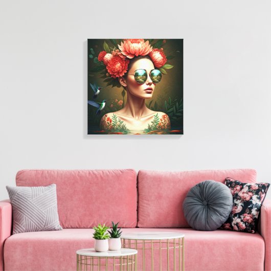 Floral Reflection Canvas Afdruk (Insitu (Woonkamer))