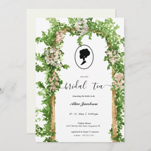  floral regency vrijgezellenfeest kaart (Voorkant / Achterkant)