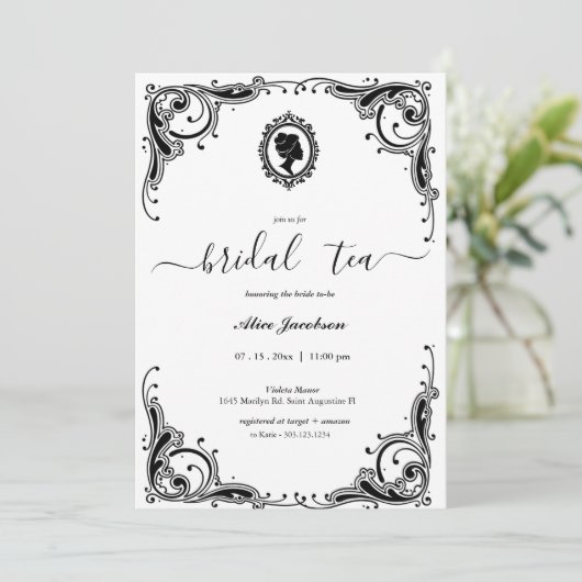  floral regency vrijgezellenfeest kaart (Staand voorkant)