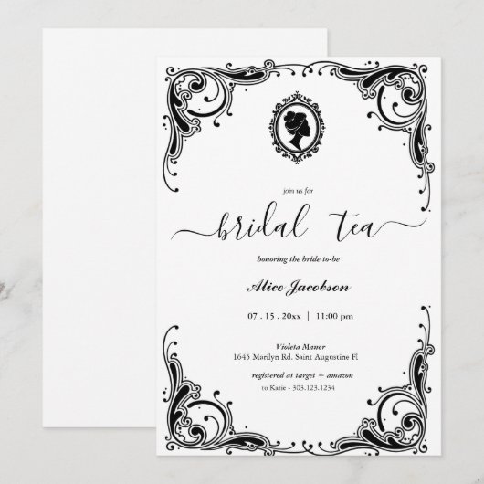  floral regency vrijgezellenfeest kaart (Voorkant / Achterkant)