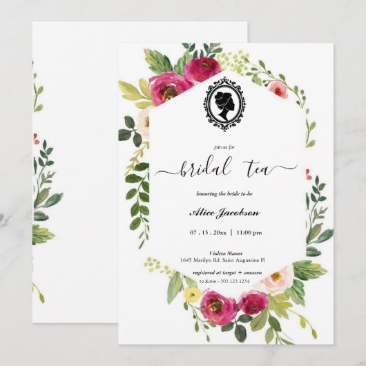  floral regency vrijgezellenfeest kaart (Voorkant / Achterkant)