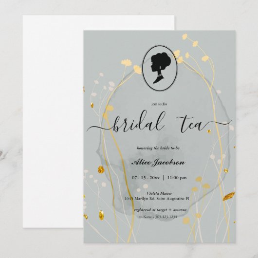  floral regency vrijgezellenfeest kaart (Voorkant / Achterkant)