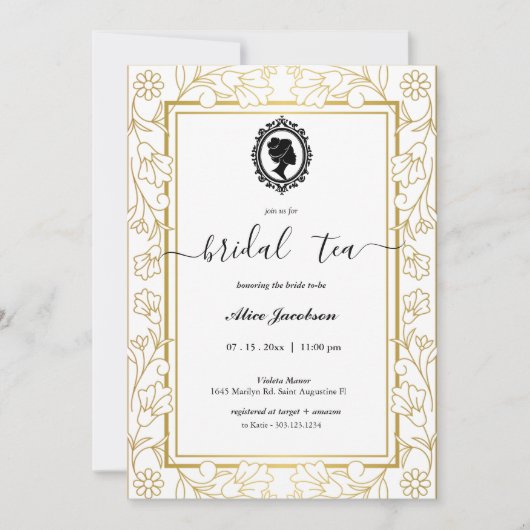  floral regency vrijgezellenfeest kaart (Voorkant)