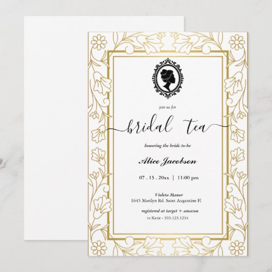  floral regency vrijgezellenfeest kaart (Voorkant / Achterkant)