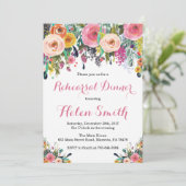 Floral Rehearings Dinner Invitation Card Kaart (Staand voorkant)