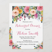 Floral Rehearings Dinner Invitation Card Kaart (Voorkant / Achterkant)