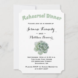Floral Rehearsal Dinner Green Succulent Cactus Kaart