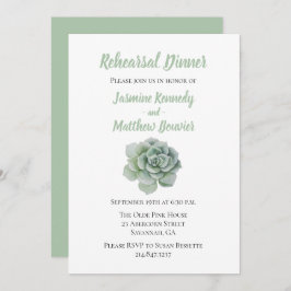 Floral Rehearsal Dinner Green Succulent Cactus Kaart