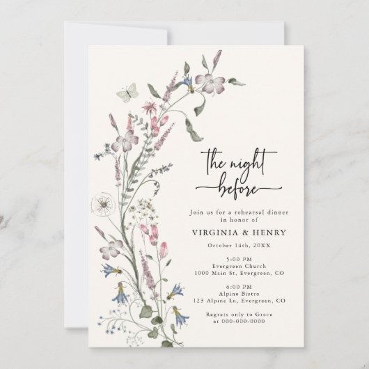 Floral Rehearsal Dinner Invitation Kaart (Voorkant)
