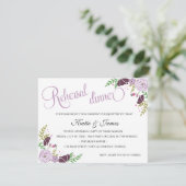 Floral Rehearsal Dinner Invitation | Paars Kaart (Staand voorkant)