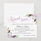 Floral Rehearsal Dinner Invitation | Paars Kaart (Voorkant / Achterkant)