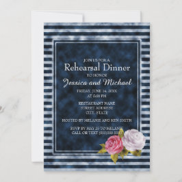  Floral Rehearsal Navy Blue White Stripe Kaart