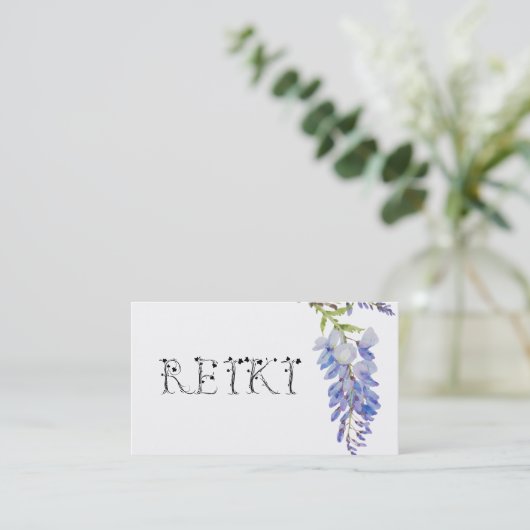 *~* Floral REIKI Wisteria Flower Waterverf Visitekaartje (Staand voorkant)