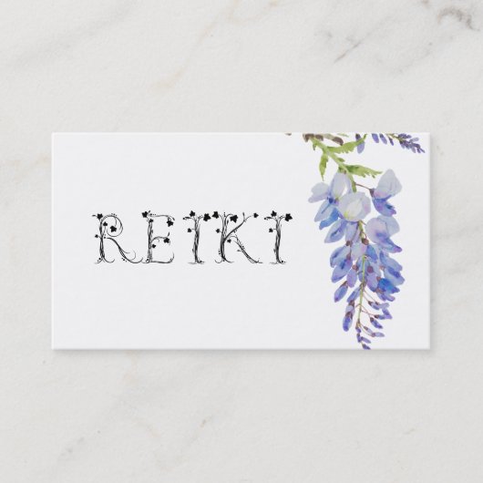 *~* Floral REIKI Wisteria Flower Waterverf Visitekaartje (Voorkant)