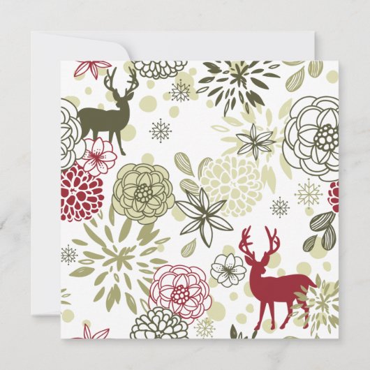 Floral Reindeer Kerstbruiloft Kaart (Achterkant)