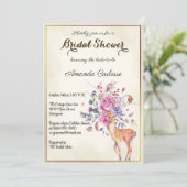 Floral Reindeer Vrijgezellenfeest Party Invitation Kaart (Staand voorkant)