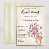 Floral Reindeer Vrijgezellenfeest Party Invitation Kaart (Voorkant / Achterkant)