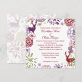 Floral Reindeer Winter Weddenschap Kaart (Voorkant / Achterkant)