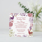 Floral Reindeer Winter Weddenschap Kaart (Staand voorkant)