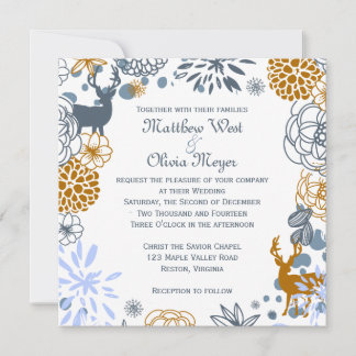 Floral Reindeer Winter Weddenschap Kaart