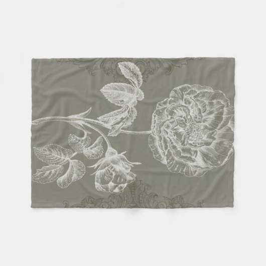 Floral Relief I Fleece Deken (Voorkant (Horizontaal))
