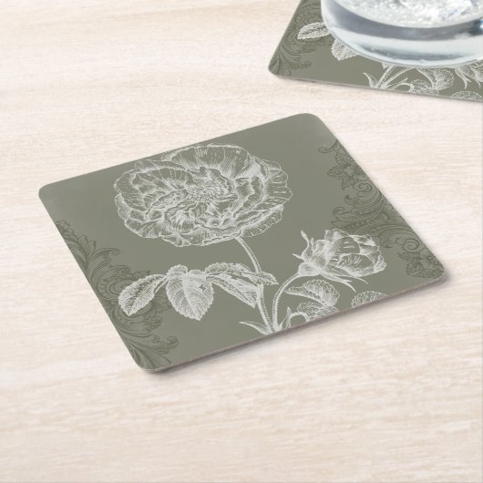 Floral Relief I Kartonnen Onderzetters (Schuin)