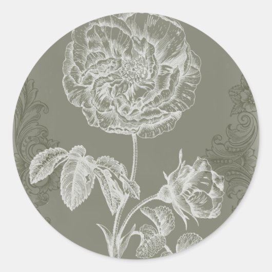 Floral Relief I Ronde Sticker (Voorkant)