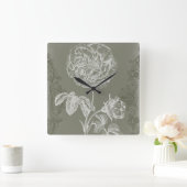 Floral Relief I Vierkante Klok (Huis)