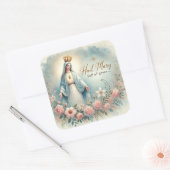Floral Religious Mother Mary Roses Vierkante Sticker (Envelop)