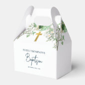 Floral Religous Gold Cross Baptisme Bedankdoosjes (Voorkant Zijde)