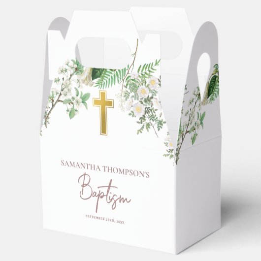 Floral Religous Gold Cross Baptisme Bedankdoosjes (Geopend)