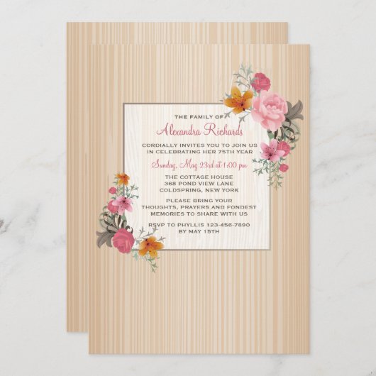 Floral Remembrance Kaart (Voorkant / Achterkant)