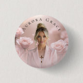Floral Remembrance Memorial Badge Rozen Ronde Button 3,2 Cm (Voorkant)