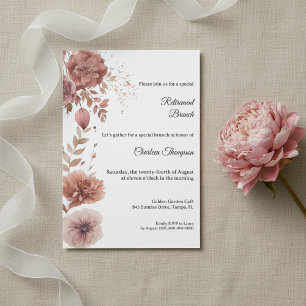 Floral Retirement Brunch Invitation for Women Kaart