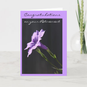 Floral Retirement Card Vivid Paars Bloom op zwart Kaart