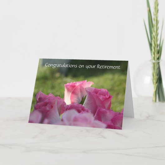 Floral Retirement Kaart,  Roze Rozen Kaart (Voorkant)