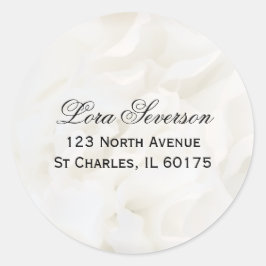 Floral retour-adres witte anjer ronde sticker