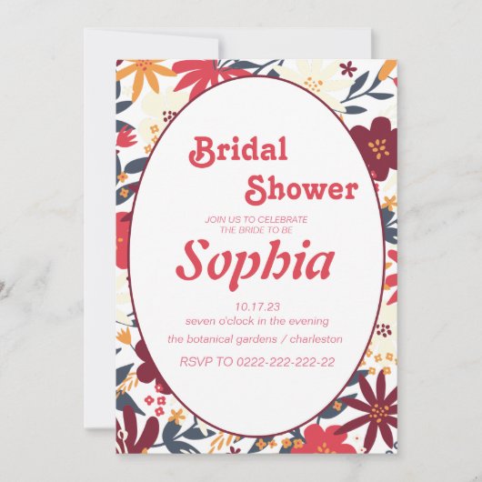 floral retro70S groovy hippie VRIJGEZELLENFEEST Kaart (Voorkant)