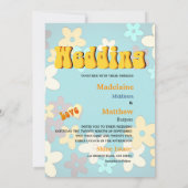 Floral Retro 1970s Chic Wedding Invitation Kaart (Achterkant)