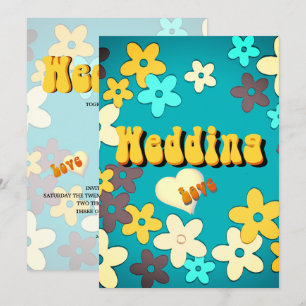 Floral Retro 1970s Chic Wedding Invitation Kaart
