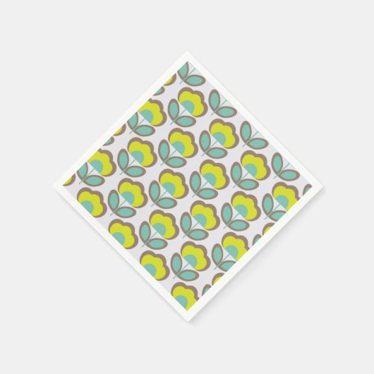 Floral Retro 70's Behang Patroon Servet (Hoek)