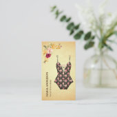 Floral Retro Bikini Swimsuit zwemkleding Visitekaartje (Staand voorkant)