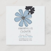 Floral Retro Blue Pattern Vierkante Visitekaartje (Achterkant)