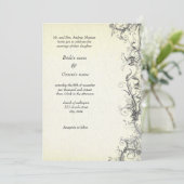 Floral-retro bruiloft kaart (Staand voorkant)