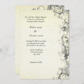 Floral-retro bruiloft kaart (Voorkant / Achterkant)