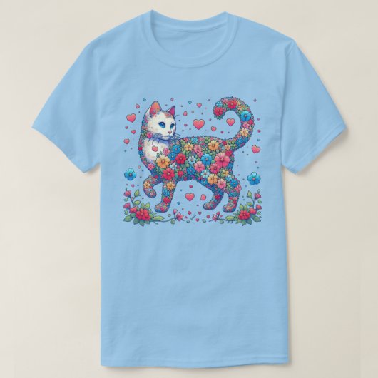 Floral Retro Cat Valentijnsdag Shirt (Design voorkant)