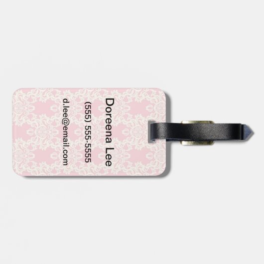 Floral retro damask bagagelabel (Achterkant horizontaal)